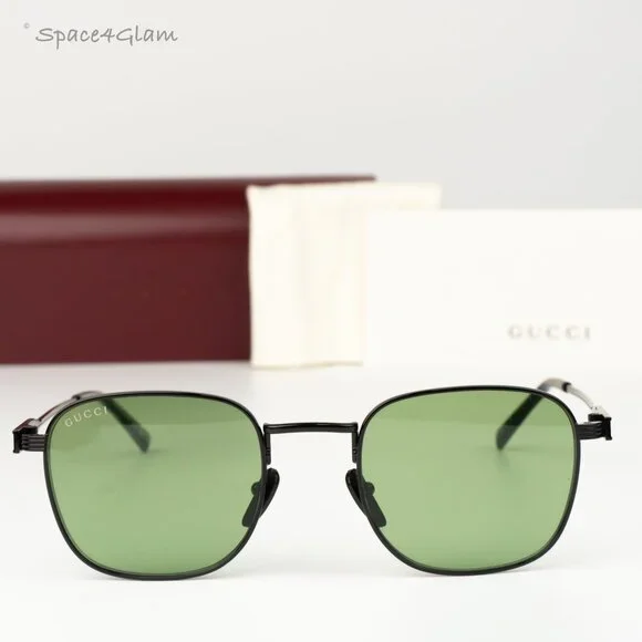 Gucci Women Sunglasses Metal Black Green Square GG1876S 004  display picture 3